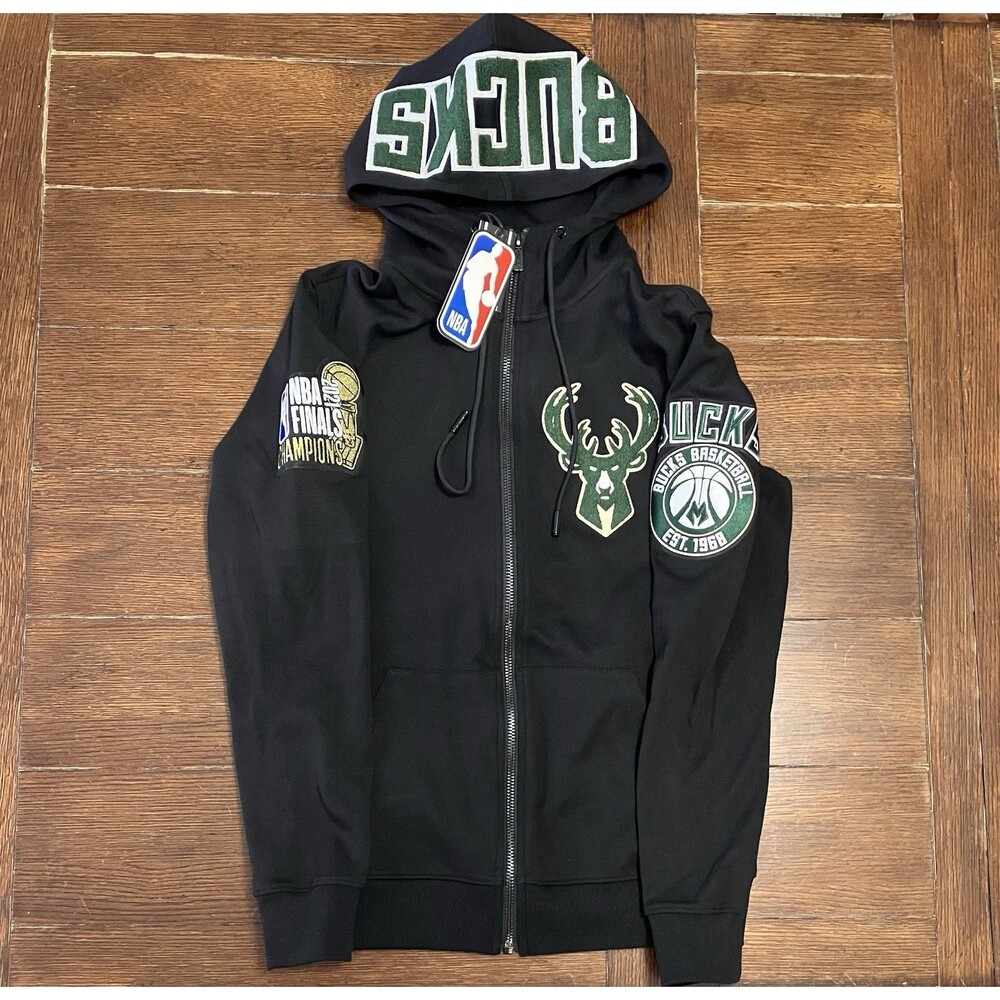 Men’s Pro Standard Size S Milwaukee Bucks Black Embroidered Full Zip Jacket NWT
